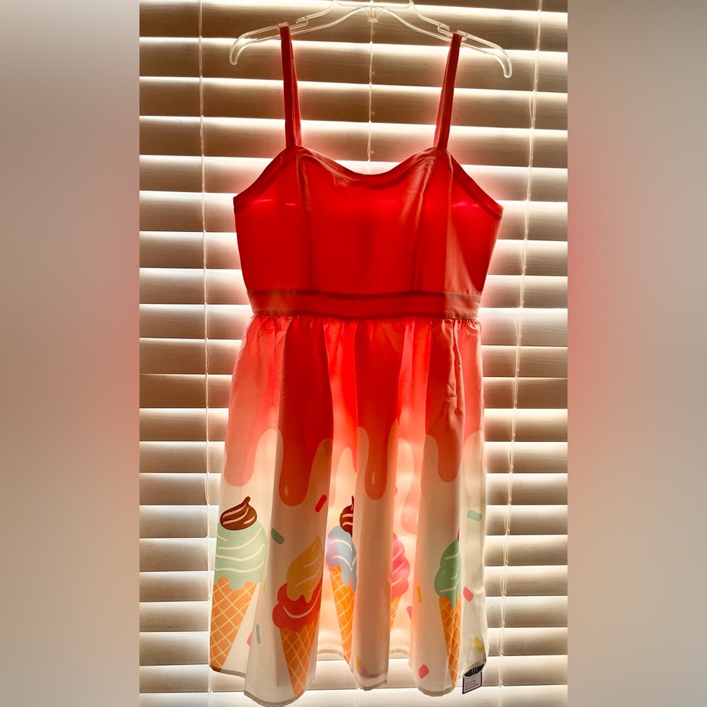 NEW - Ladies Ice Cream Cone Retro Style Dress - Picture 2 of 11